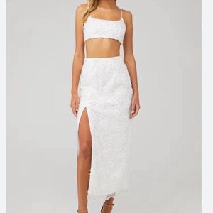 Show me your mumu! 2 piece crop top & skirt set! Beaded sequin details!